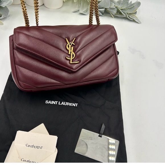 Women's Saint Laurent Lou Lou shoulder bag in burgundy, quilted leather NWT - Picture 13 of 16